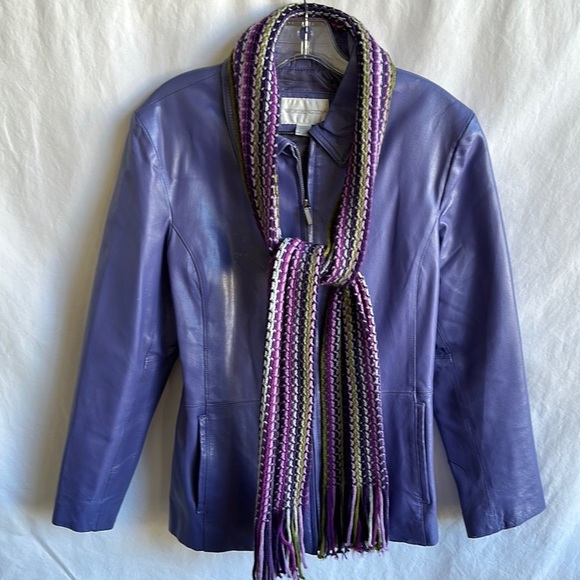 Worthington purple/lilac zip-up leather jacket - Picture 2 of 12